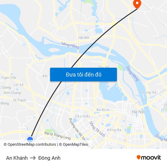 An Khánh to Đông Anh map