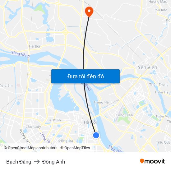 Bạch Đằng to Đông Anh map