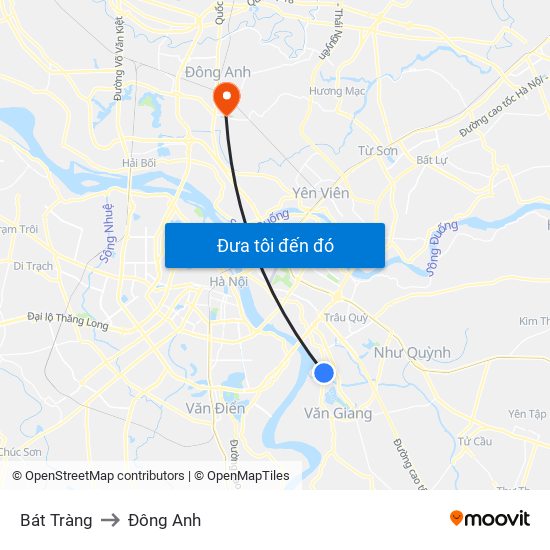 Bát Tràng to Đông Anh map