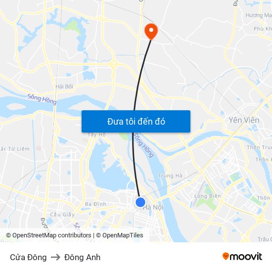 Cửa Đông to Đông Anh map