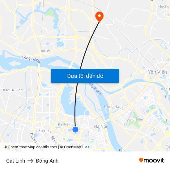 Cát Linh to Đông Anh map