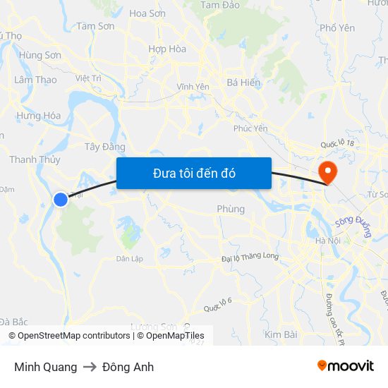 Minh Quang to Đông Anh map