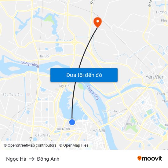 Ngọc Hà to Đông Anh map