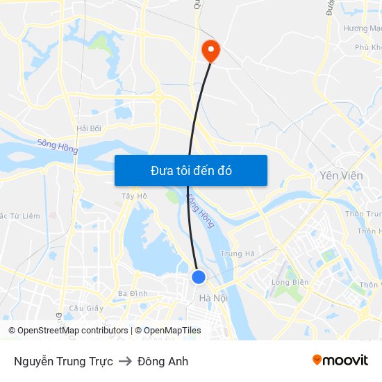 Nguyễn Trung Trực to Đông Anh map