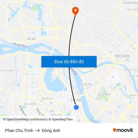 Phan Chu Trinh to Đông Anh map