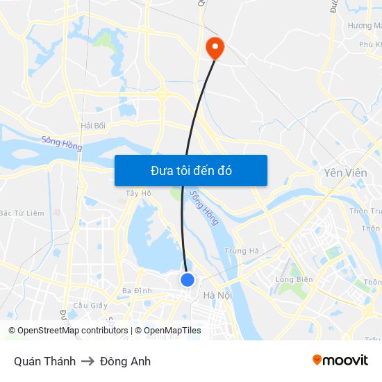 Quán Thánh to Đông Anh map