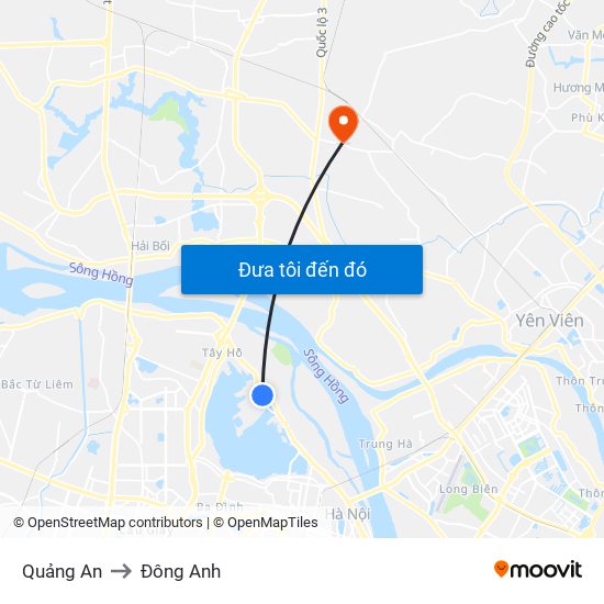 Quảng An to Đông Anh map