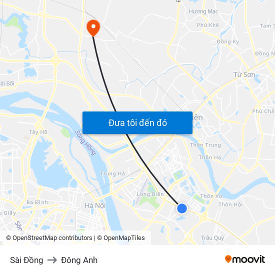 Sài Đồng to Đông Anh map