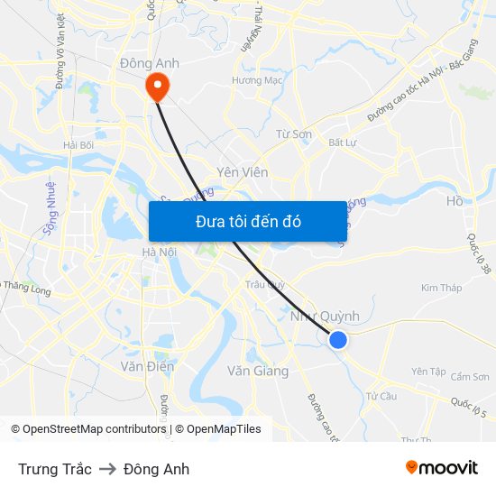 Trưng Trắc to Đông Anh map