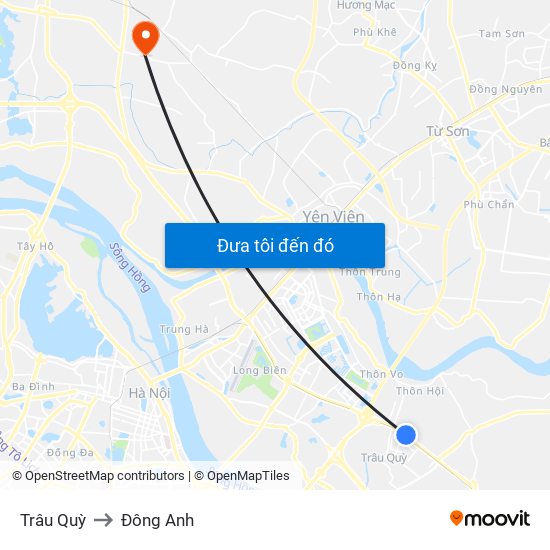 Trâu Quỳ to Đông Anh map