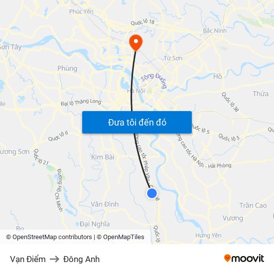 Vạn Điểm to Đông Anh map