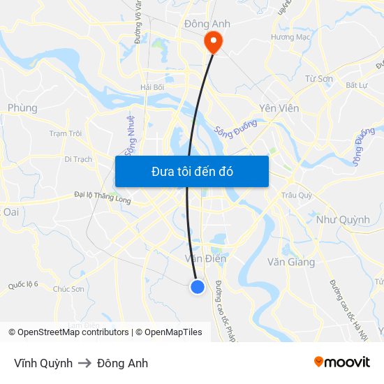 Vĩnh Quỳnh to Đông Anh map