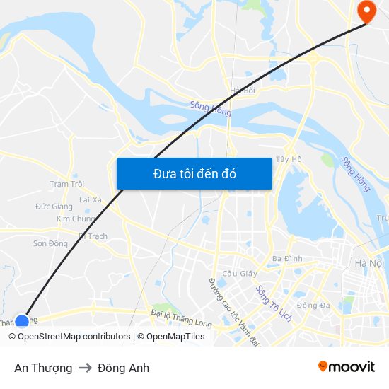 An Thượng to Đông Anh map