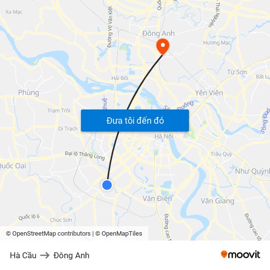 Hà Cầu to Đông Anh map