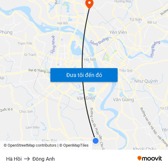 Hà Hồi to Đông Anh map