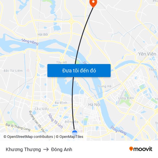 Khương Thượng to Đông Anh map