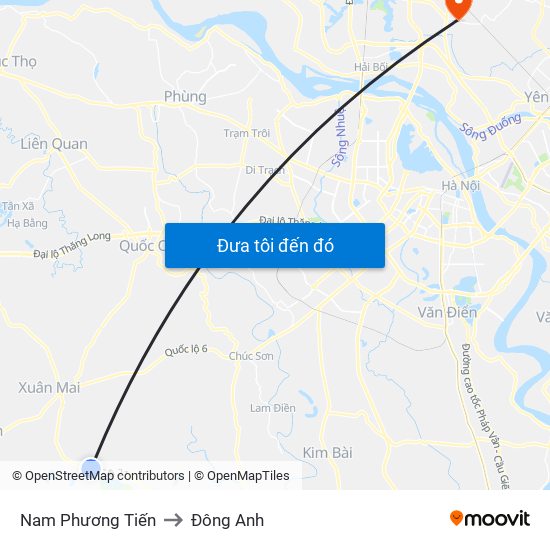 Nam Phương Tiến to Đông Anh map