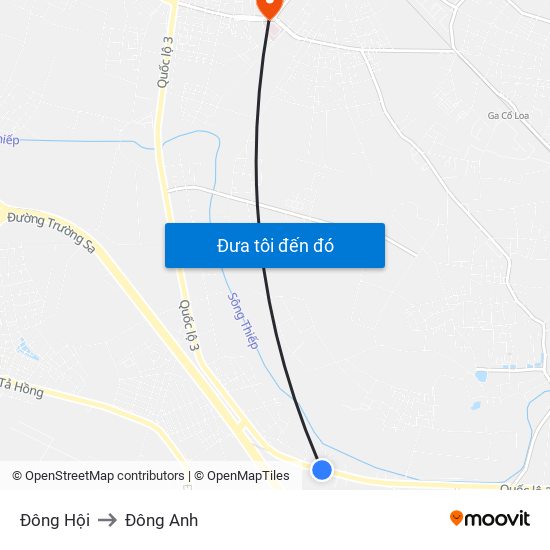 Đông Hội to Đông Anh map