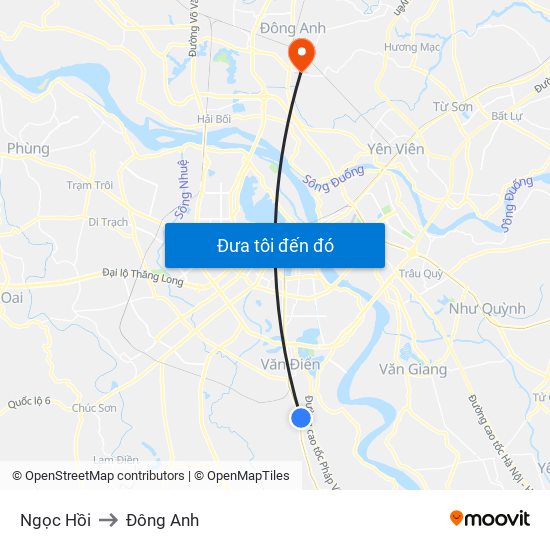 Ngọc Hồi to Đông Anh map