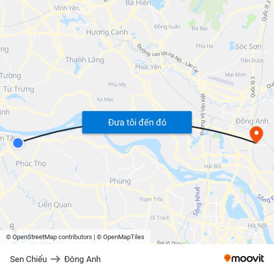 Sen Chiểu to Đông Anh map