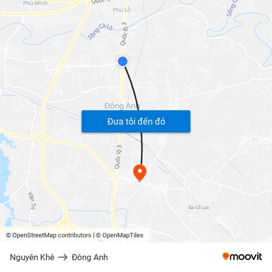 Nguyên Khê to Đông Anh map