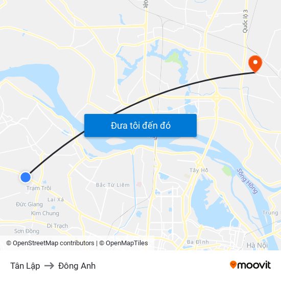 Tân Lập to Đông Anh map