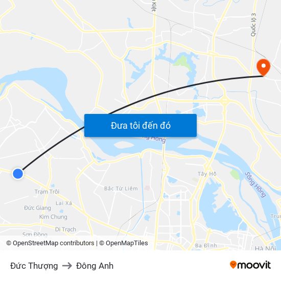 Đức Thượng to Đông Anh map