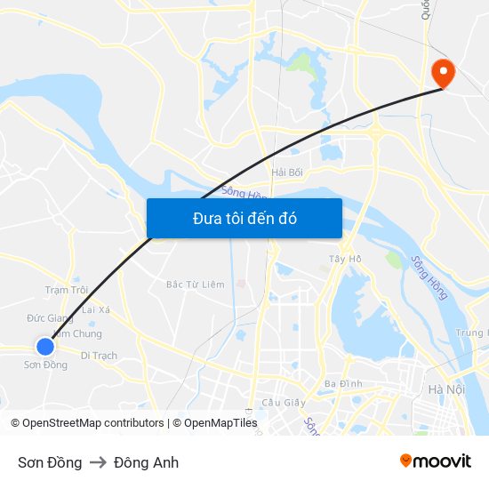 Sơn Đồng to Đông Anh map