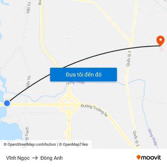 Vĩnh Ngọc to Đông Anh map