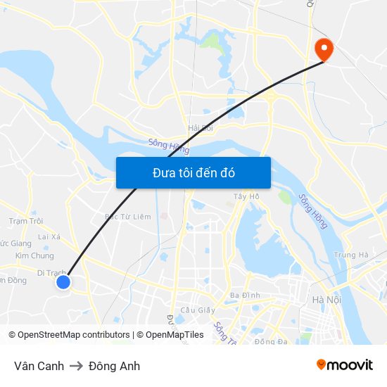 Vân Canh to Đông Anh map