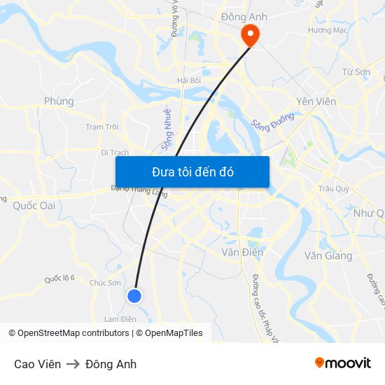 Cao Viên to Đông Anh map