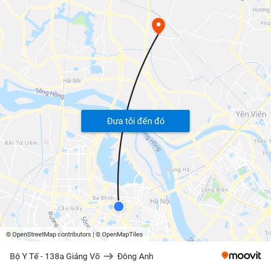 Bộ Y Tế - 138a Giảng Võ to Đông Anh map