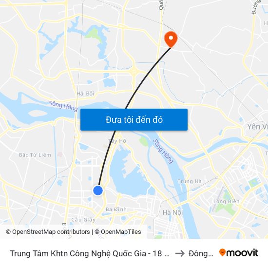 Trung Tâm Khtn Công Nghệ Quốc Gia - 18 Hoàng Quốc Việt to Đông Anh map