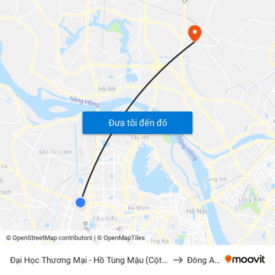 Đại Học Thương Mại - Hồ Tùng Mậu (Cột Sau) to Đông Anh map