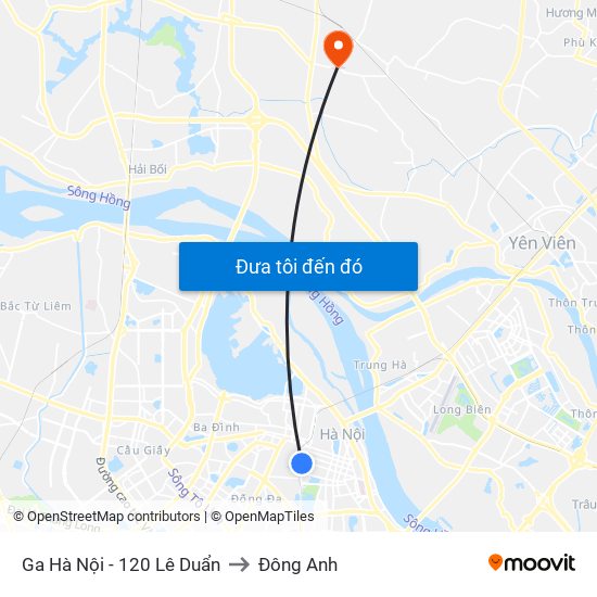 Ga Hà Nội - 120 Lê Duẩn to Đông Anh map