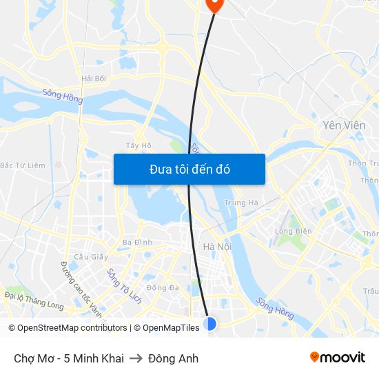 Chợ Mơ - 5 Minh Khai to Đông Anh map