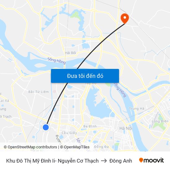 Khu Đô Thị Mỹ Đình Ii- Nguyễn Cơ Thạch to Đông Anh map