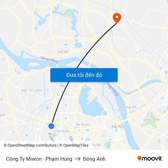 Công Ty Miwon - Phạm Hùng to Đông Anh map