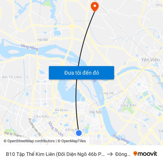 B10 Tập Thể Kim Liên (Đối Diện Ngõ 46b Phạm Ngọc Thạch) to Đông Anh map