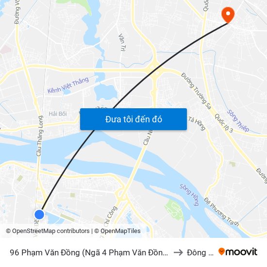 96 Phạm Văn Đồng (Ngã 4 Phạm Văn Đồng - Xuân Đỉnh) to Đông Anh map