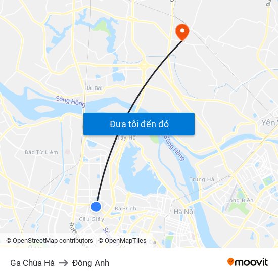 Ga Chùa Hà to Đông Anh map