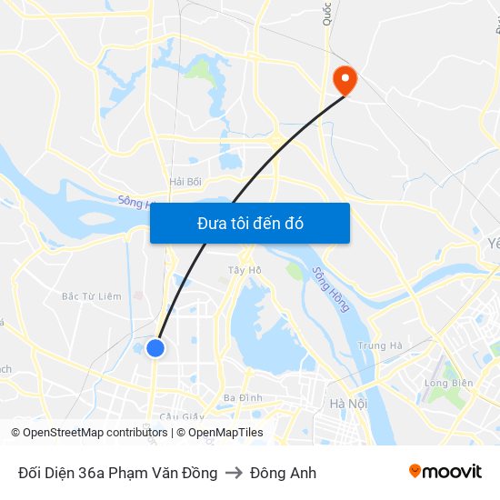 Đối Diện 36a Phạm Văn Đồng to Đông Anh map