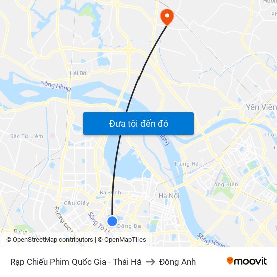 Rạp Chiếu Phim Quốc Gia - Thái Hà to Đông Anh map