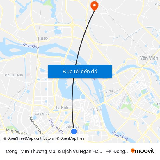 Công Ty In Thương Mại & Dịch Vụ Ngân Hàng - Số 10 Chùa Bộc to Đông Anh map