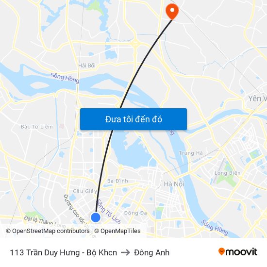 113 Trần Duy Hưng - Bộ Khcn to Đông Anh map