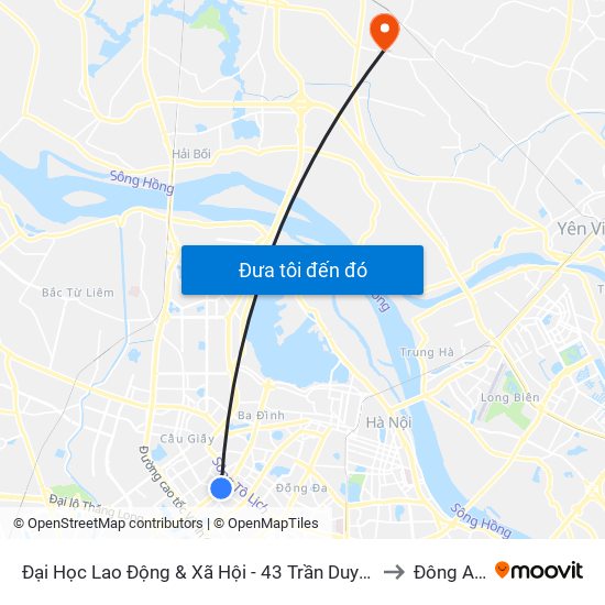 Đại Học Lao Động & Xã Hội - 43 Trần Duy Hưng to Đông Anh map