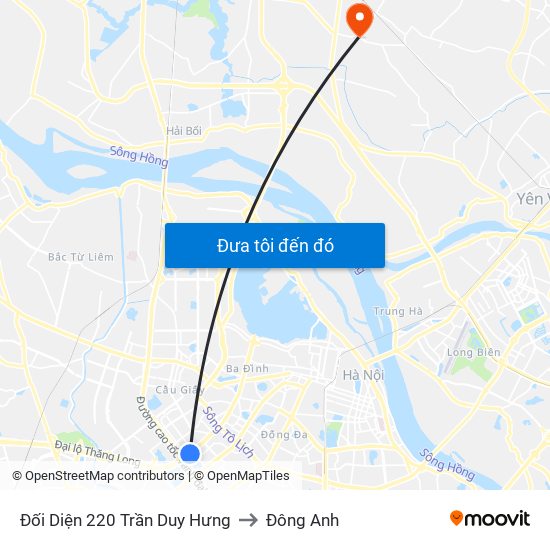 Đối Diện 220 Trần Duy Hưng to Đông Anh map