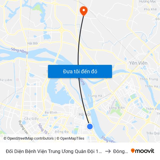 Đối Diện Bệnh Viện Trung Ương Quân Đội 108 - Trần Hưng Đạo to Đông Anh map