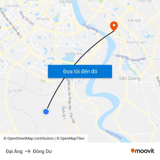 Đại Áng to Đông Dư map