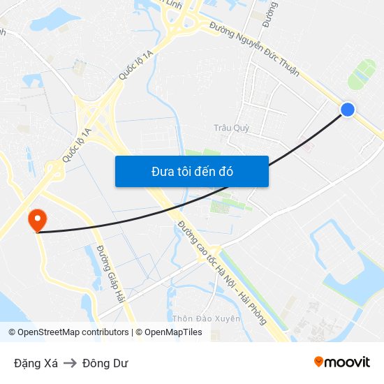 Đặng Xá to Đông Dư map